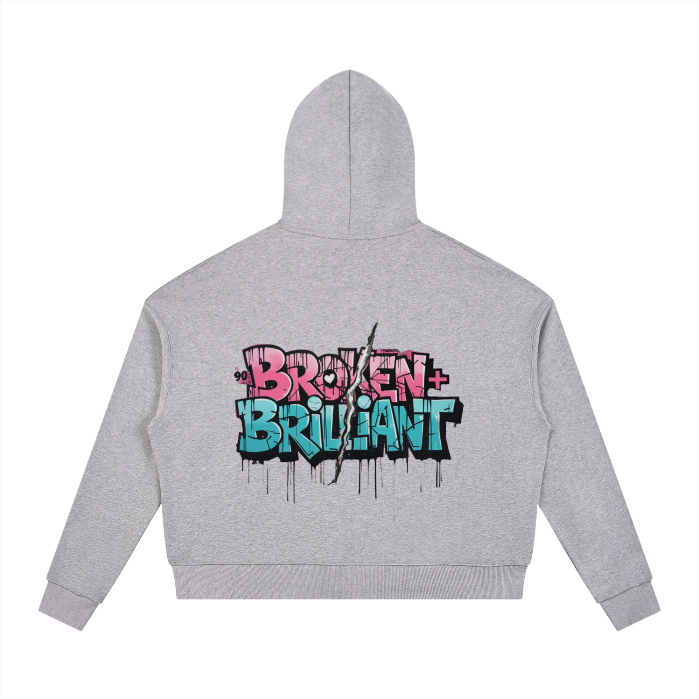 CONTRAST DRAWSTRING BROKEN HOODIE