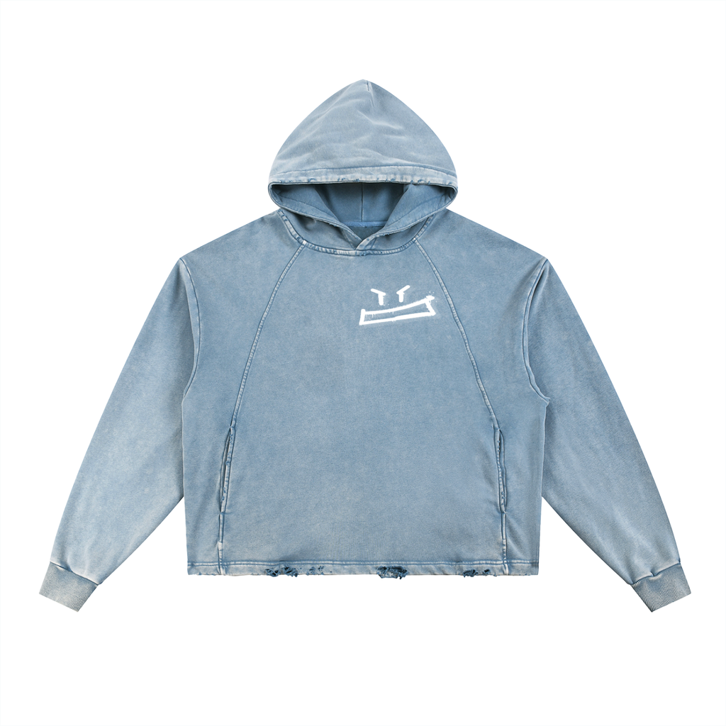 Vintage Washed Frayed-Hem Hoodie