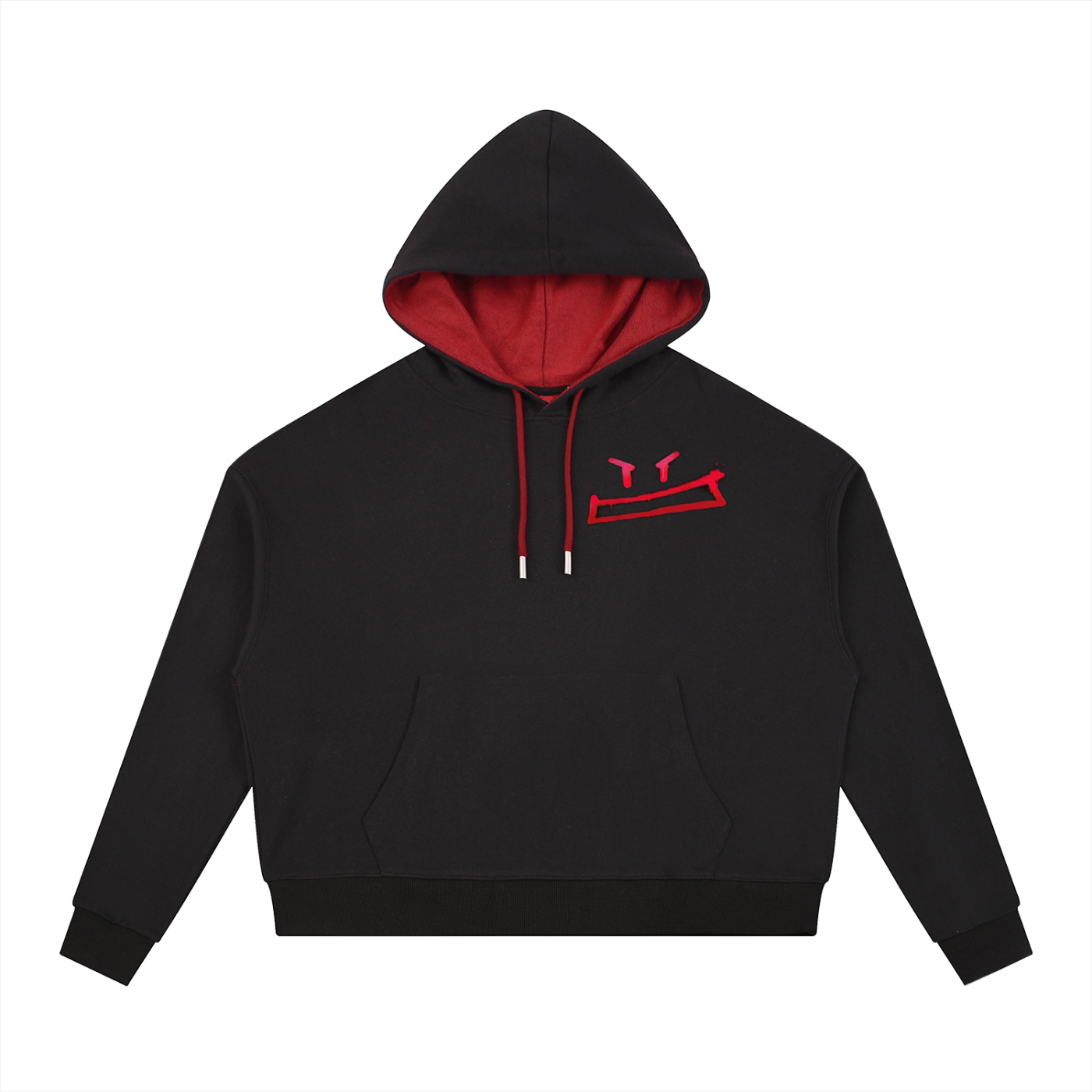 Contrast Drawstring Broken Hoodie