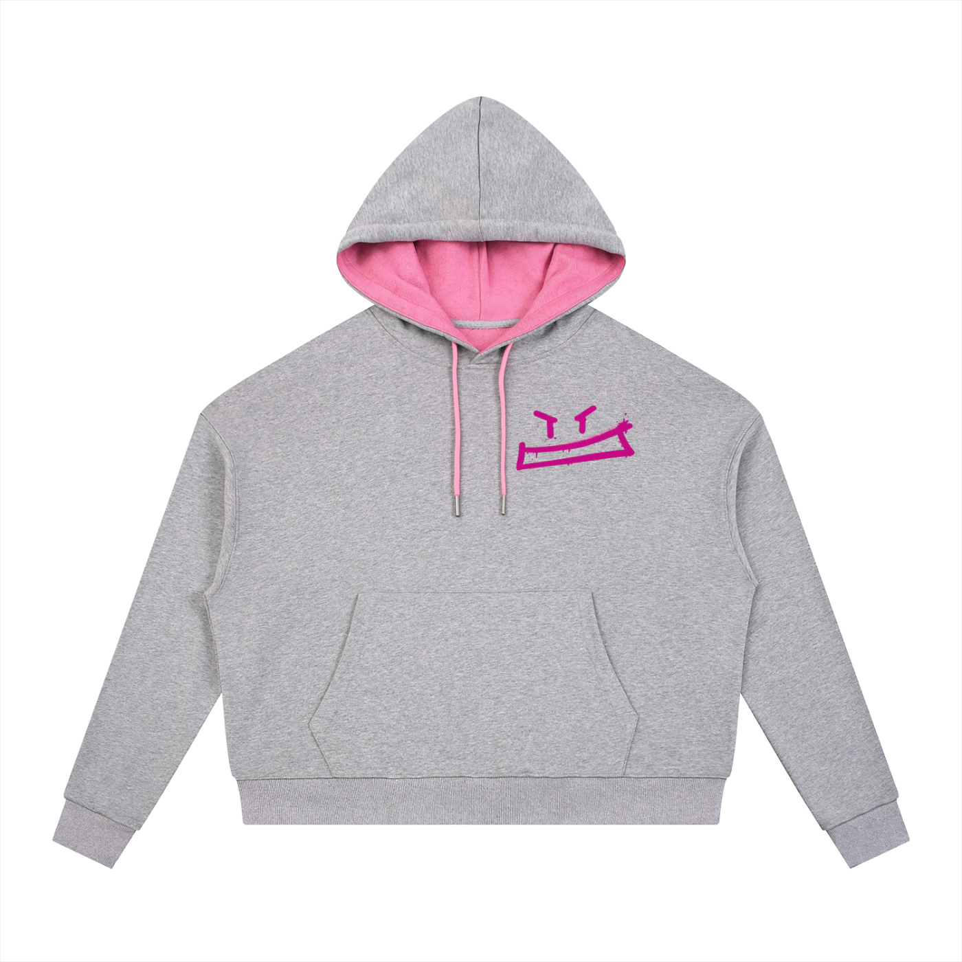 CONTRAST DRAWSTRING BROKEN HOODIE