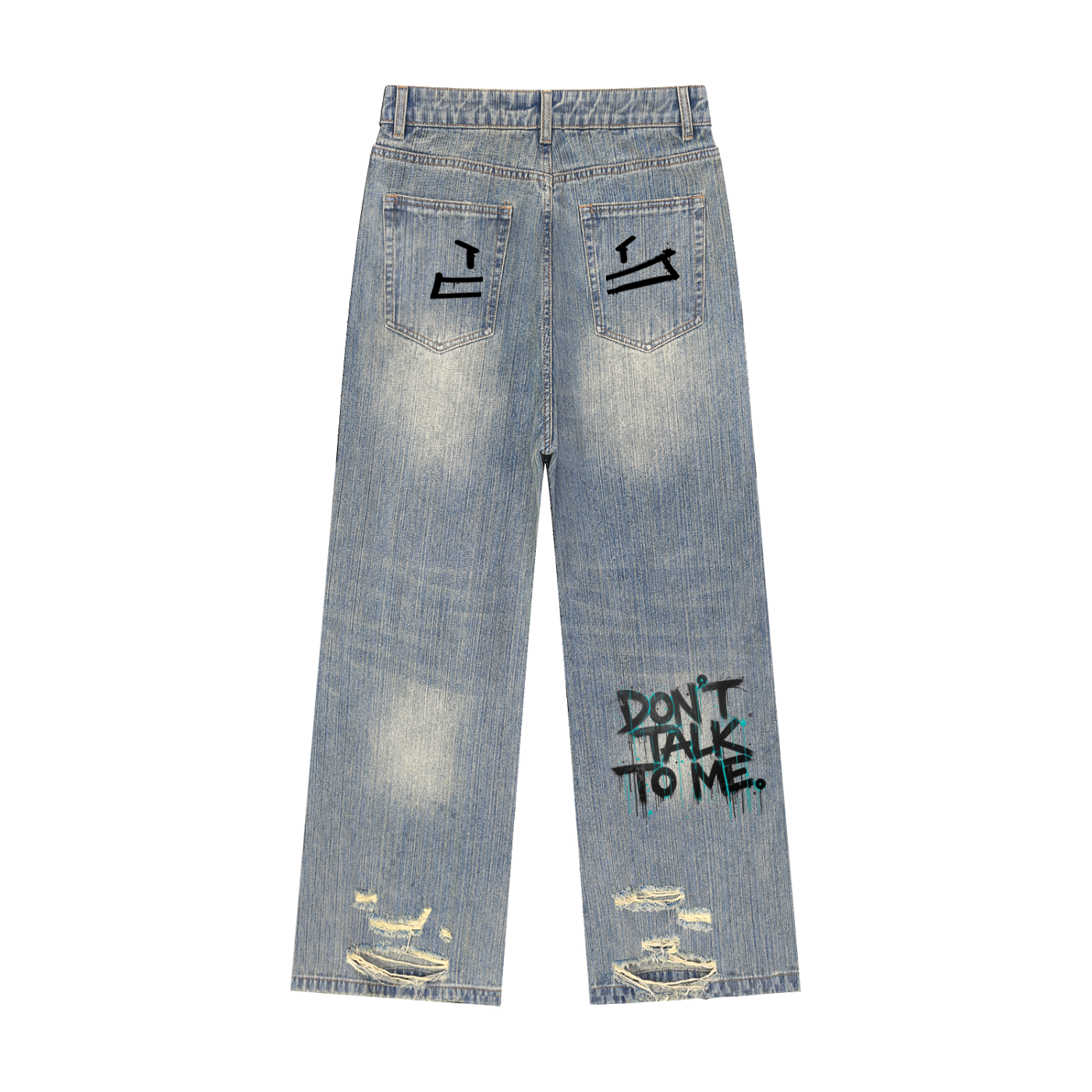 Vintage Wash Distressed Denim Jeans