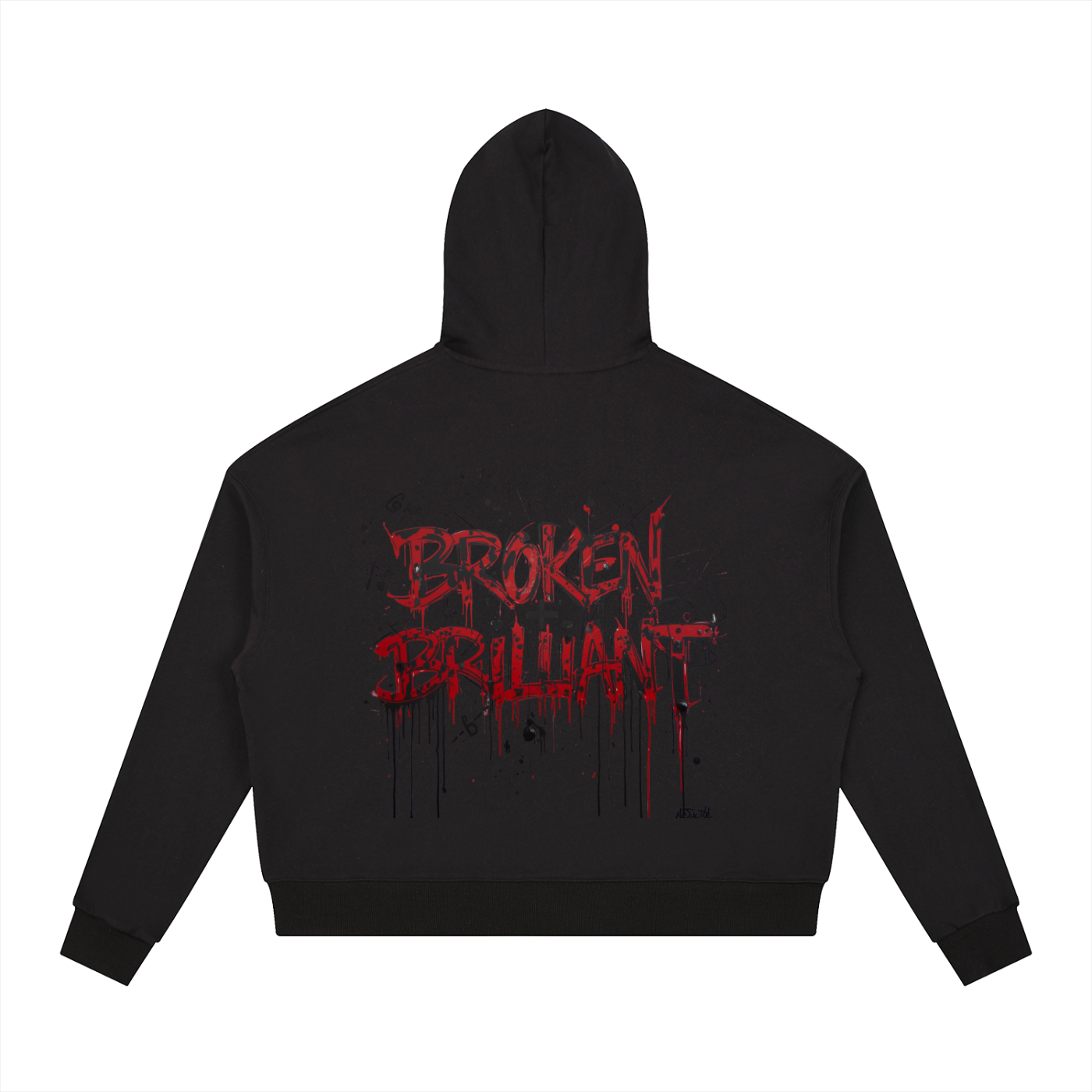 Contrast Drawstring Broken Hoodie