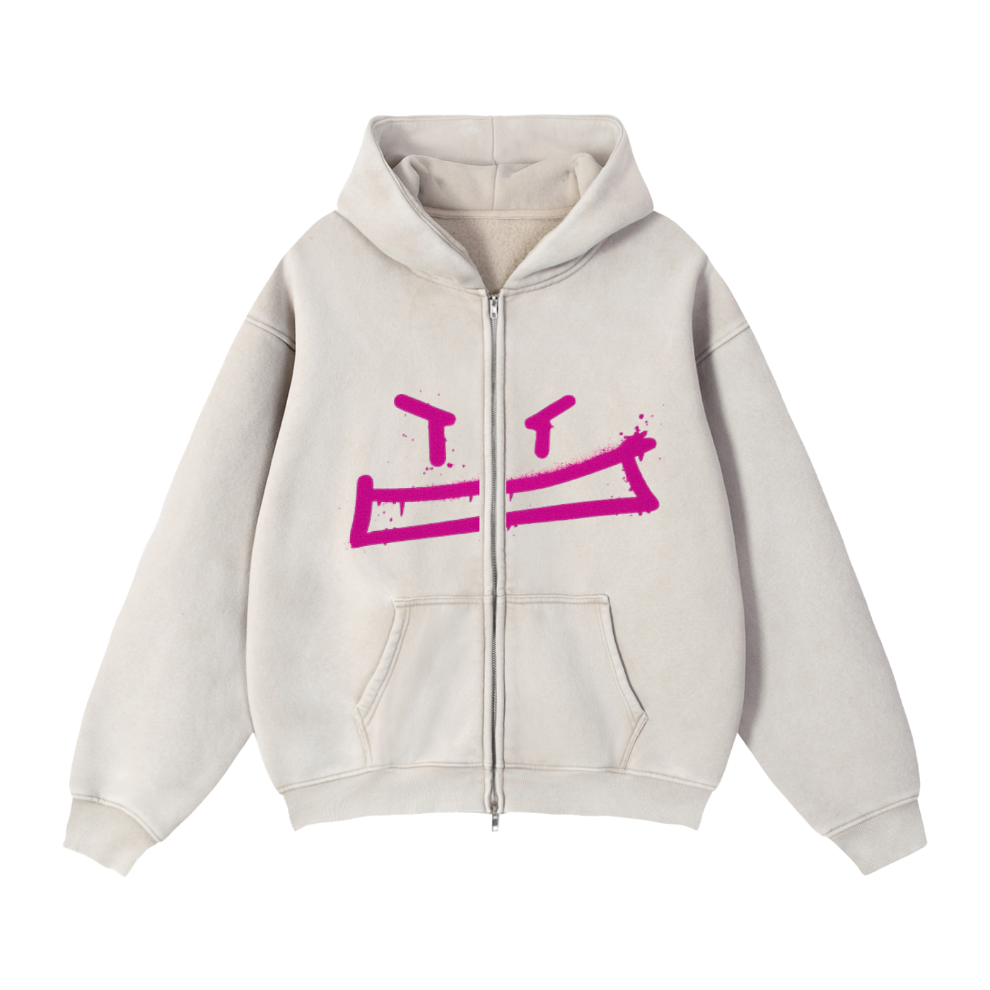 Zip-Through Unbothered Boxy Fleece Hoodie
